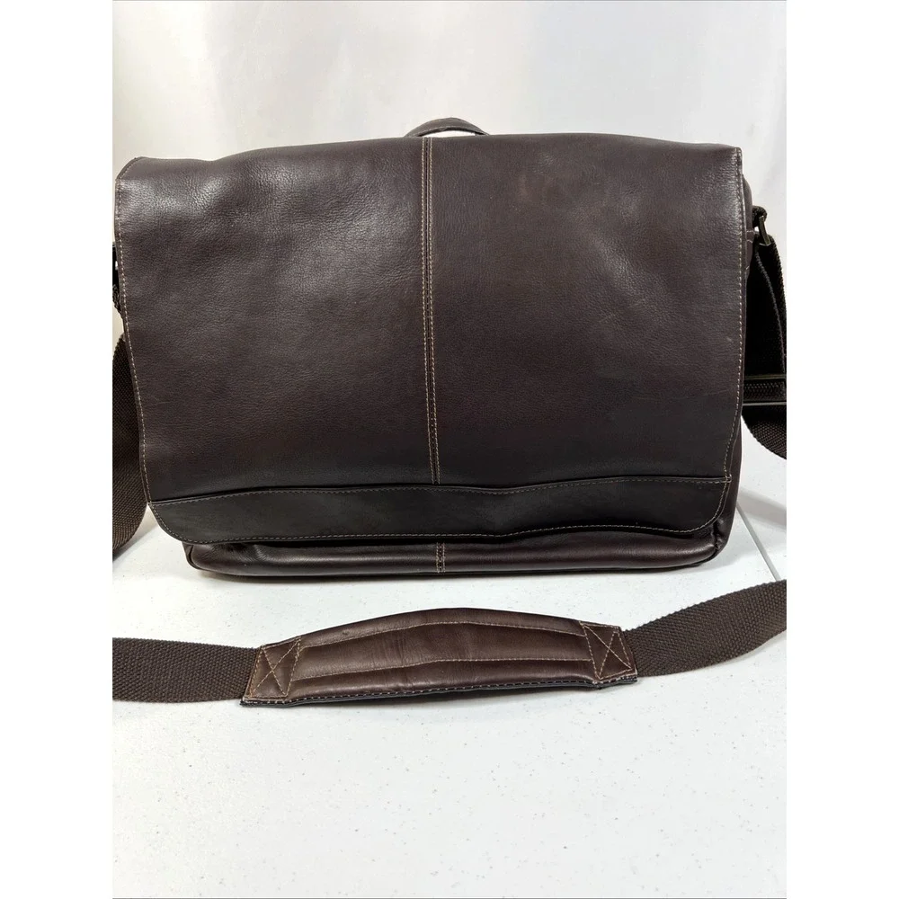 eBags Brown Crossbody Computer Messenger Travel Organizer Multi-Pocket Bag